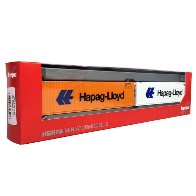 Conteneurs (x2) "Hapag-Lloyd", Orange et Blanc - Herpa 076449-006 - 1/87