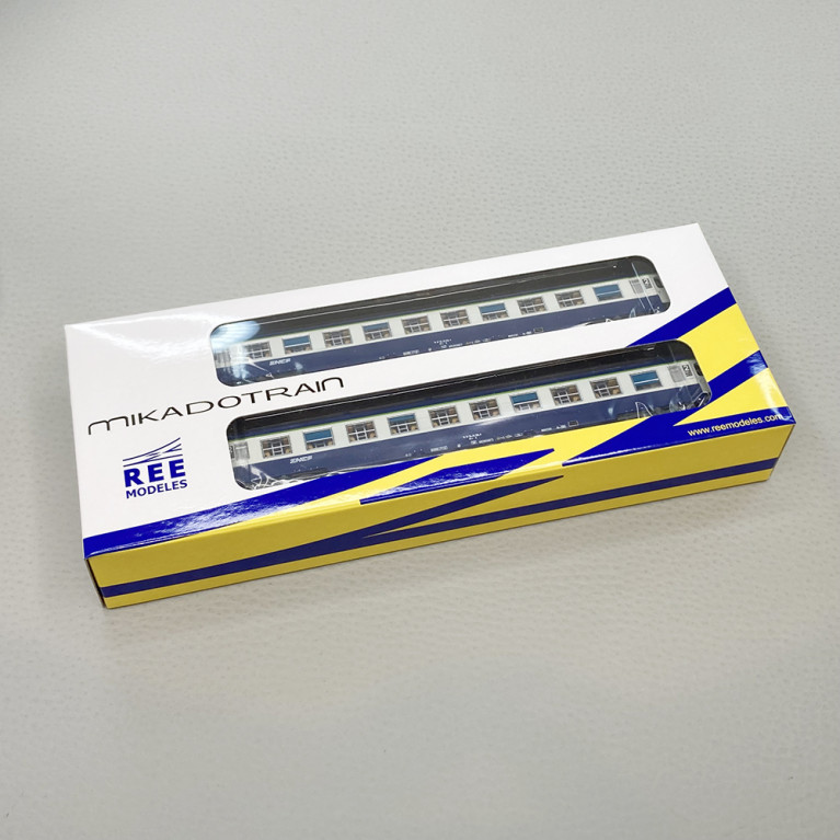 2 voitures couchettes UIC Y, B9C9x, livrée TEN, logo Nouille, SNCF, Ep V - REE NW-193 - N 1/160