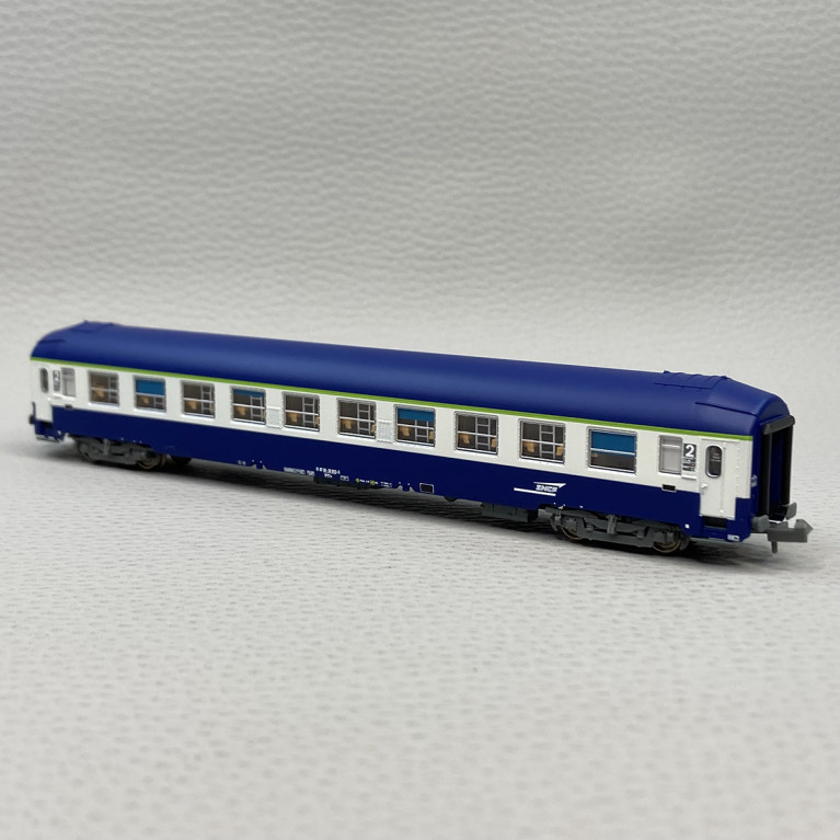 Voiture couchettes UIC Y, B9C9x, livrée TEN, logo Casquette, SNCF, Ep V - REE NW-220 - N 1/160