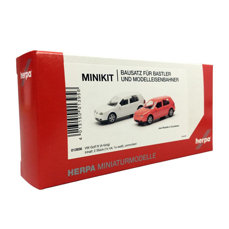 Volkswagen Golf IV (x2) MINIKIT, Blanc et Rouge - Herpa 013956 - 1/87