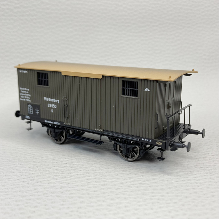 Wagon marchandises couvert G, 2 essieux, "Wurtemberg", KWSt.E., Ep I - BRAWA 47727 - HO 1/87