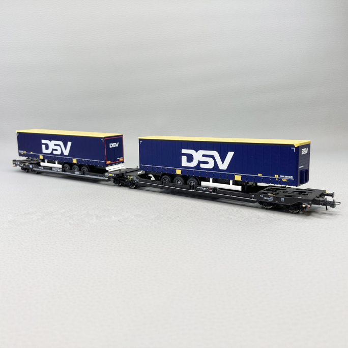 Wagon double poche, Sdggmrs 738/T3000e, "DSV", TX Logistic, Ep VI - ROCO 6600034 - HO 1/87