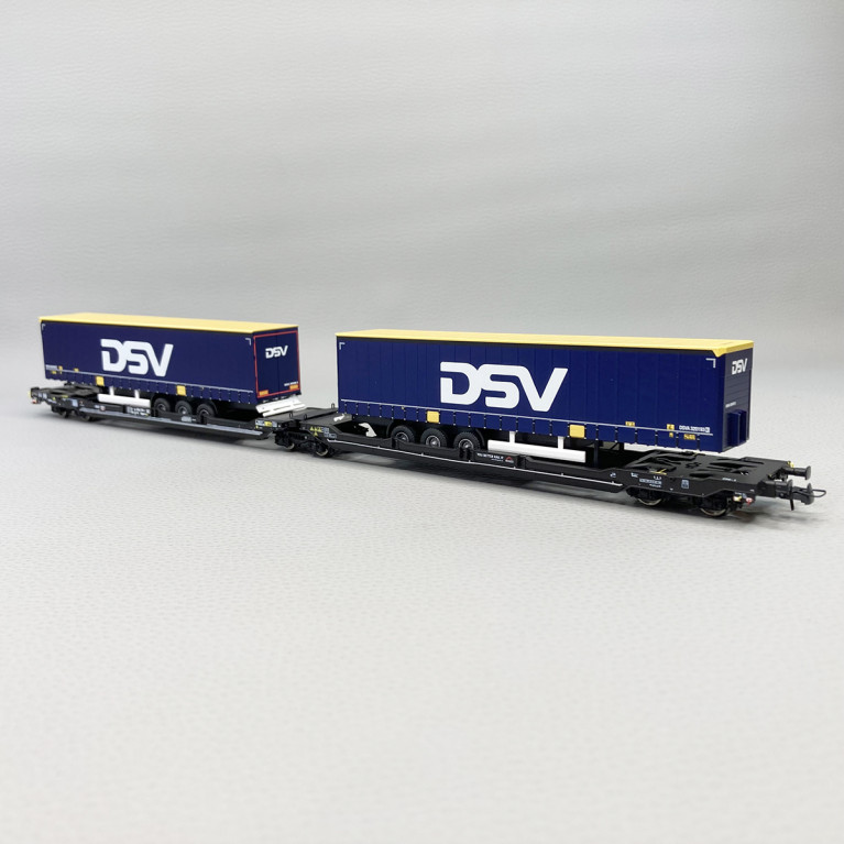 Wagon double poche, Sdggmrs 738/T3000e, "DSV", TX Logistic, Ep VI - ROCO 6600034 - HO 1/87