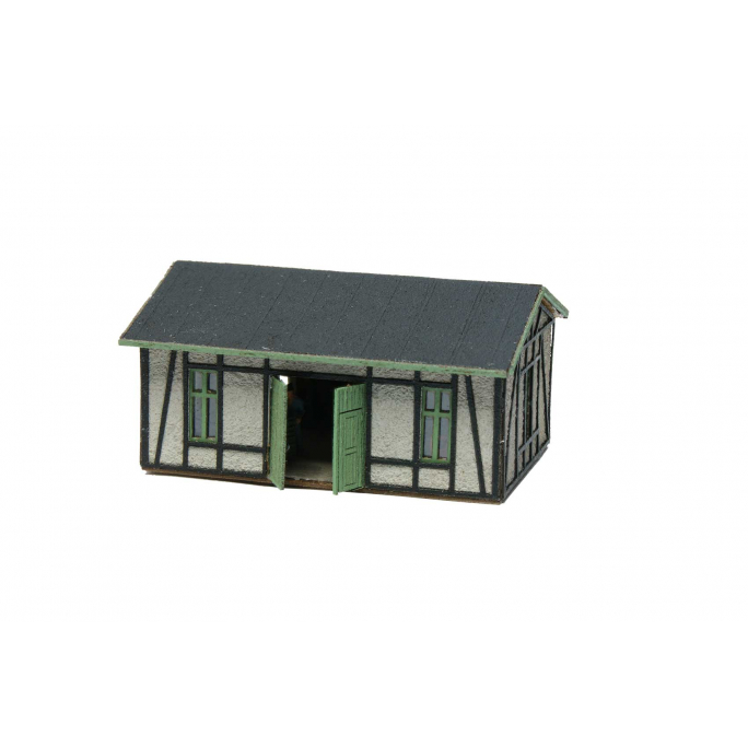 Atelier avec façade effet plâtre et ossature bois - Kibri 49590 - Z 1/220
