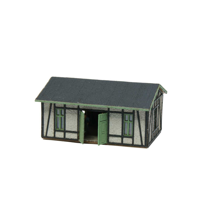 Atelier avec façade effet plâtre et ossature bois - Kibri 49590 - Z 1/220