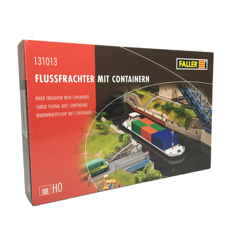 Cargo fluvial avec conteneurs, époque IV - FALLER 131013 - HO 1/87