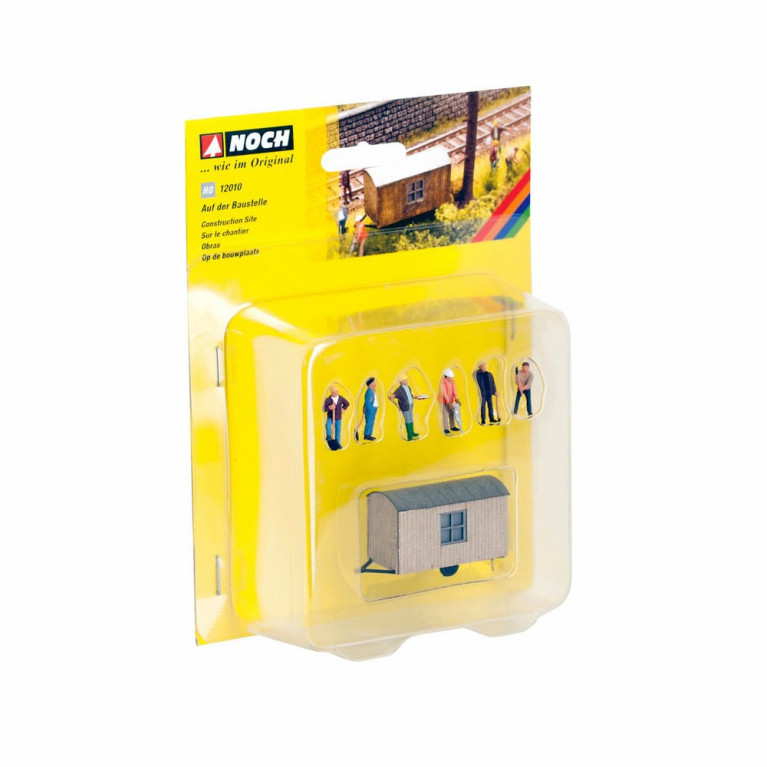 Roulotte de chantier avec 6 personnages en action-HO-1/87  NOCH 12010