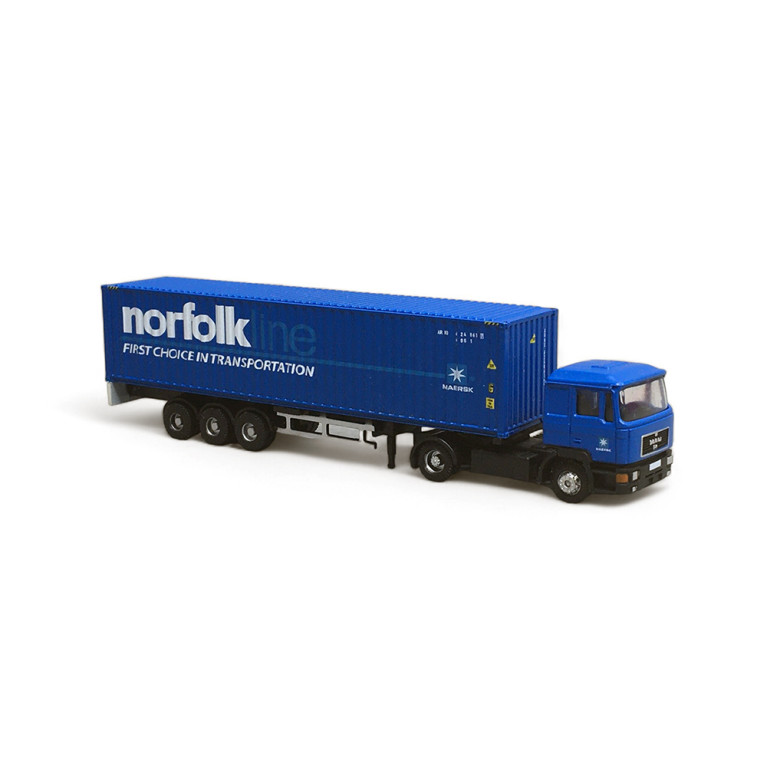 MAN F90 camion porte conteneur "Norfolkline", Bleu - MINIS LC4067 - N 1/160