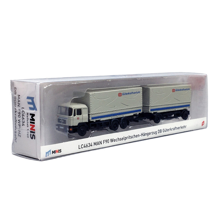 MAN F90 semi remorque à 3 essieux "Guterkraftverkehr", Gris - MINIS LC4634 - N 1/160