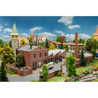 Hartolia miniatures | Immeuble moderne en brique avec muret et cheminée