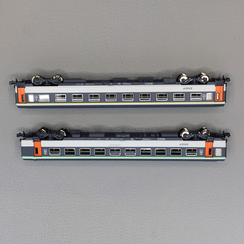 2 voitures Corail Fluo VU 1 CL + 2 CL, (A10u + B11tu), Sncf,Ep VI - PIKO 94502 - N 1/160