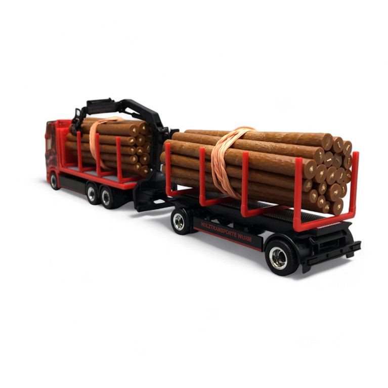Scania CR20 HD - Remorque de transport de bois (avec charge) « Worm Transporte » - HERPA 317443 - HO 1/87