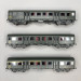 3 voitures Romilly, A5B4tz + B9 1/2tz + B7Dt, avec éclairage, SNCF,  Ep IV - EPM E413305 - HO 1/87