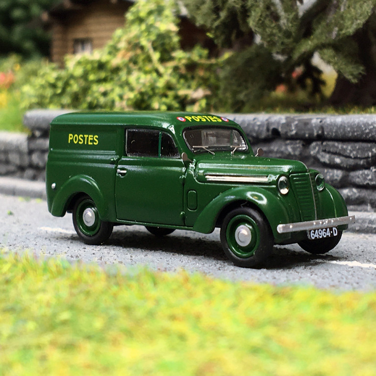 Renault Juvaquatre Fourgon tôlé "Postes", Vert - REE CB-168 - HO 1/87
