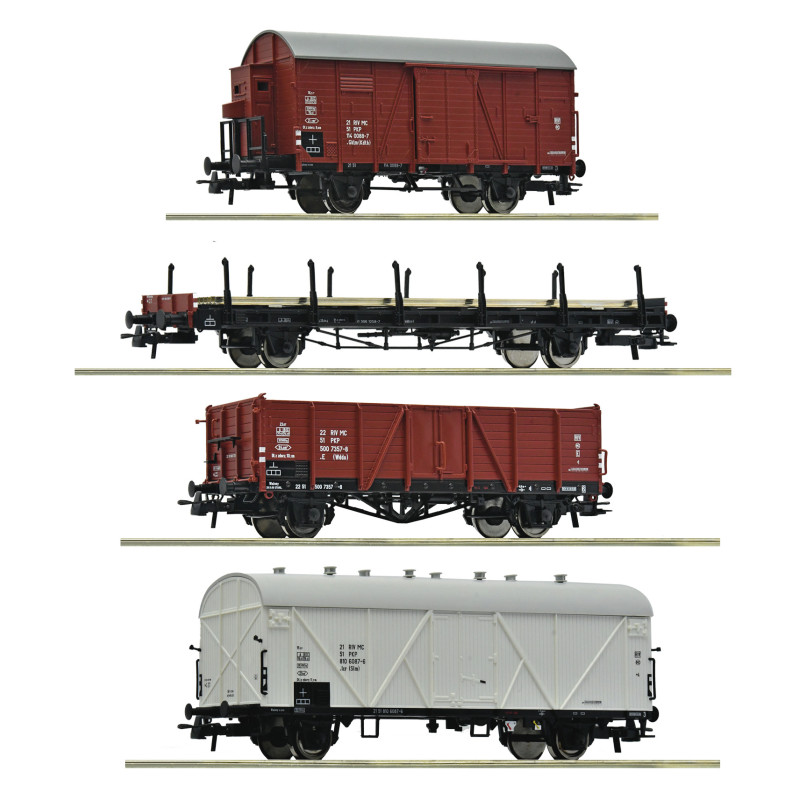 Coffret 4 pièces, train de marchandises, PKP, Ep IV - ROCO 6600101 - HO 1/87