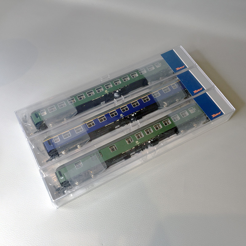 Coffret 3 voitures ligne D 377 "Hispania Express", DB, Ep IV - ROCO 6200051 - HO 1/87