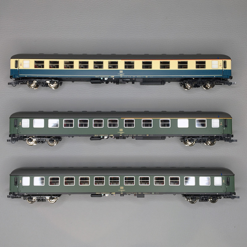 Coffret 3 voitures ligne D 377 "Hispania Express", DB, Ep IV - ROCO 6200053 - HO 1/87