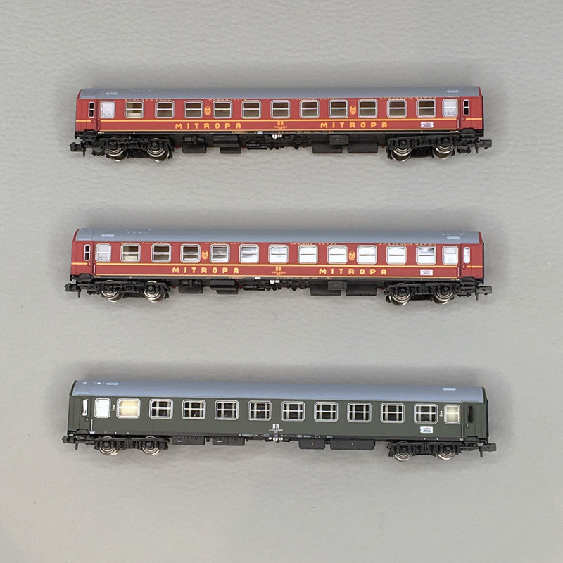 Coffret 3 voitures OSShD Type B « Spree-Alpen-Express », DR, livrée verte et rouge, Ep. IV - Arnold HN4423 - N 1/160
