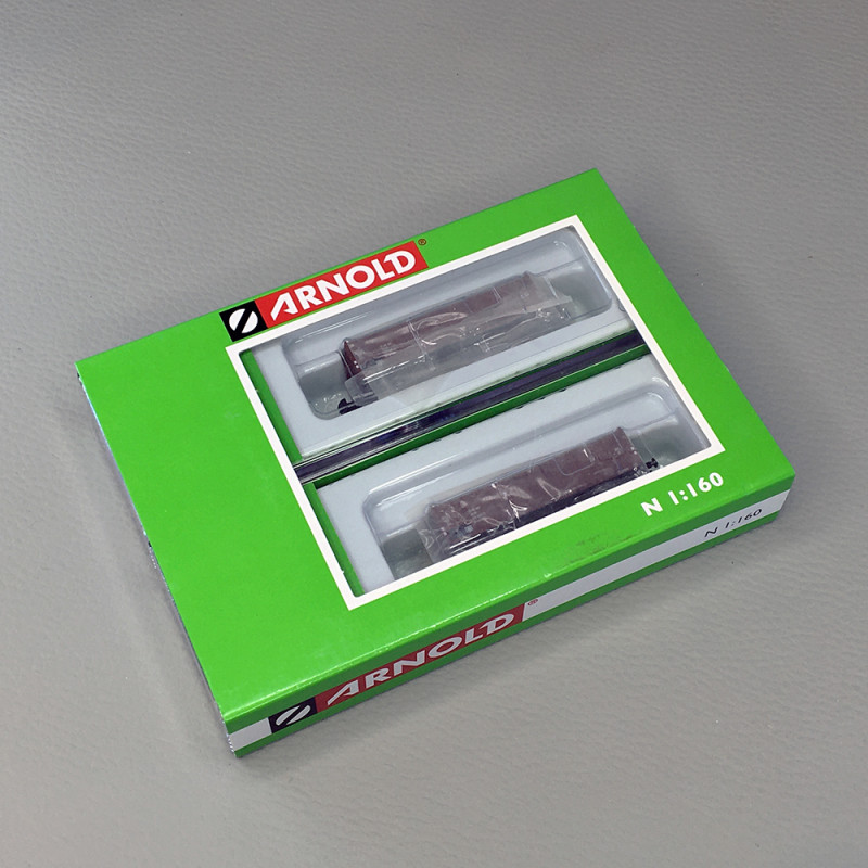 Coffret 2 wagons de marchandises El-u, marron DR Ep. IV - Arnold HN6381 - N 1 /160