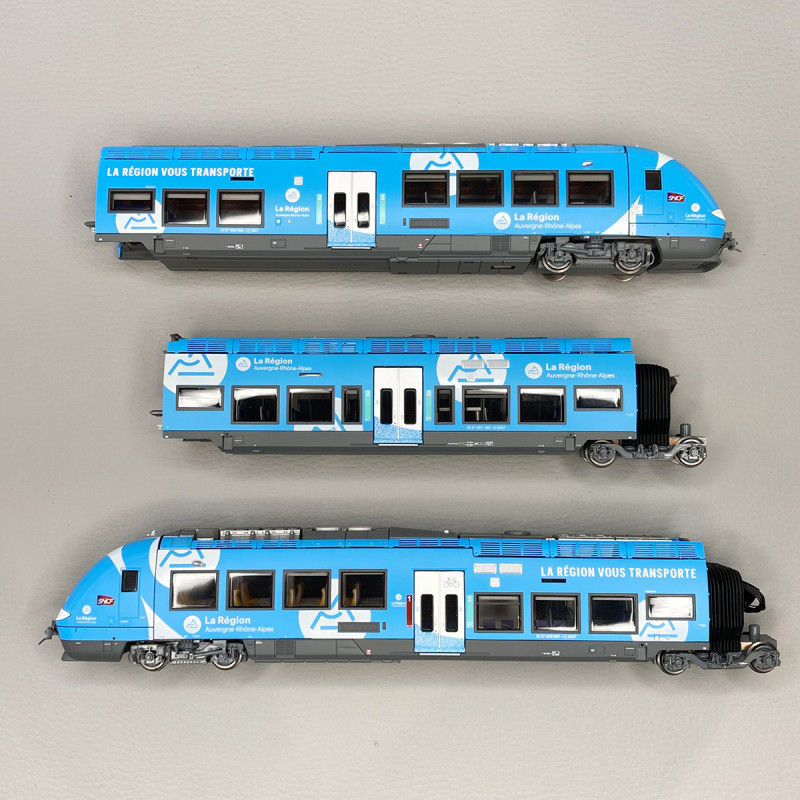 Automotrice AGC, B81661 / 81662, 3 éléments, livrée AURA, SNCF, Ep. VI - LSMODELS 10089 - HO 1/87