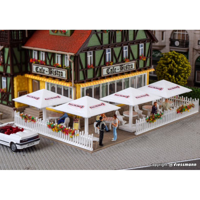 Faller – 8 Parasols Pour Modélisme Ferroviaire – Époque 1978-1985 – Accessoires De Maquette – Dès 14 Ans