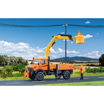 Camion Unimog benne avec grue-HO-1/87-KIBRI 15005