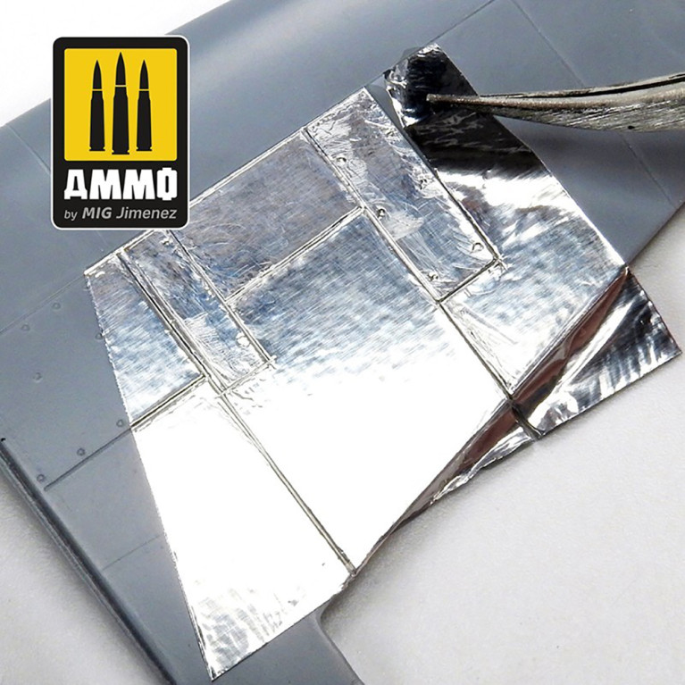 5 feuilles d'aluminium adhésives 280x195mm - AMMO 8247