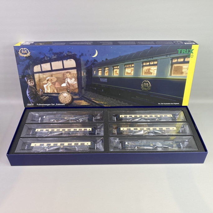 Rame de 6 voitures "Edelweiss Pullman Express" avec éclairage, CIWL, Ep II  - TRIX 26470 - HO 1/87