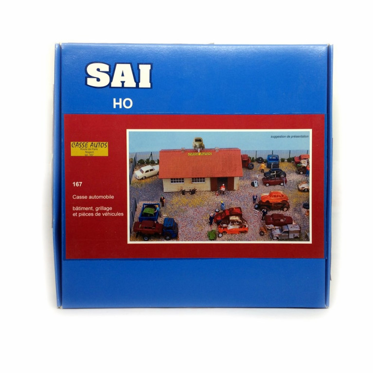 Casse automobiles avec épaves de voitures inclus -HO-1/87-SAI 167