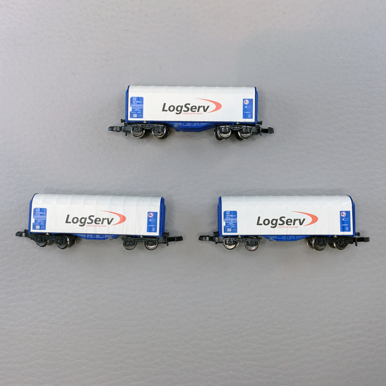 3 Wagons courts bâchés LOGSERV type SHIMMS - AZAR W03LSP - Z 1/220