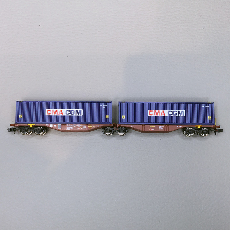 Wagon Sggmrss 80 TOUAX + 2 conteneurs 40’ CGA-CGM, Ep.VI - REE NW289 - N 1/160