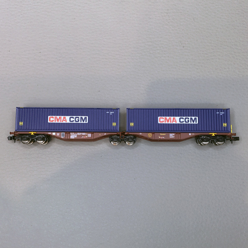 Wagon Sggmrss 80 TOUAX + 2 conteneurs 40’ CGA-CGM, Ep.VI - REE NW289 - N 1/160