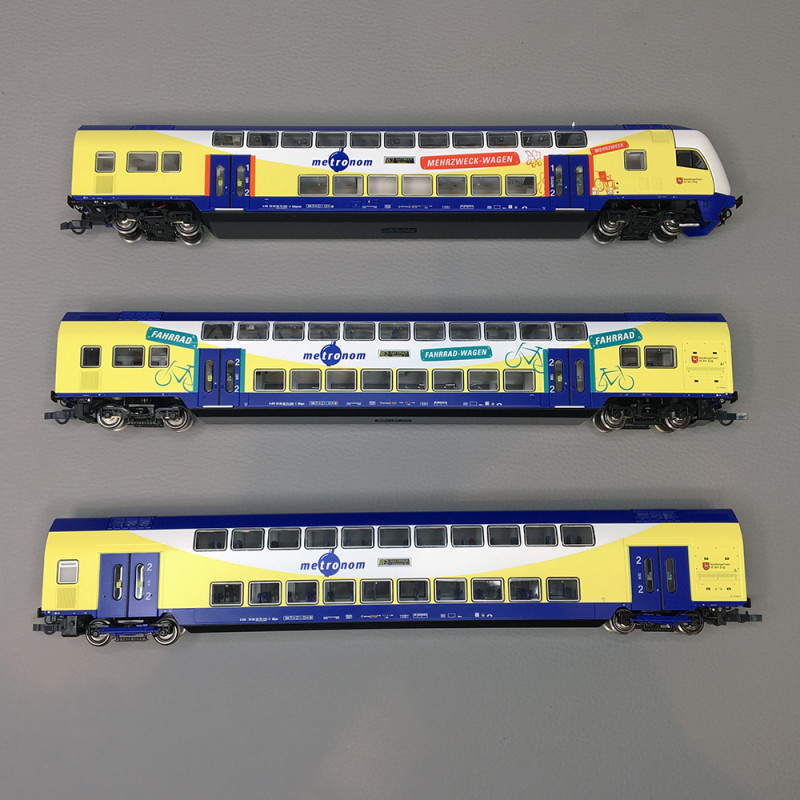 3 Voitures à deux étages, 1CL/2CL, Metronom, Digital, Ep. VI - ROCO 6210105 - HO 1/87