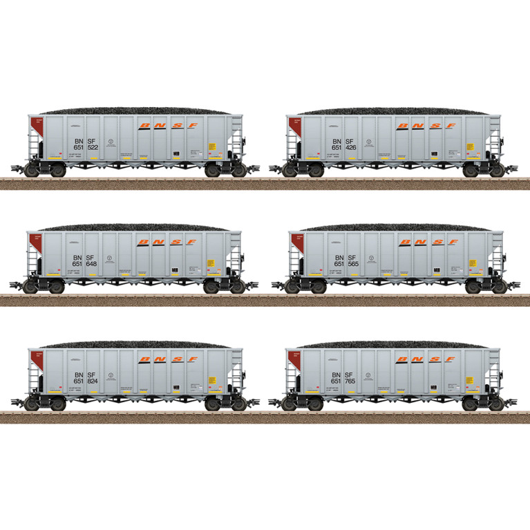 6 wagons-trémies à charbon BNSF, Ep. VI - TRIX 24911 - HO 1/87