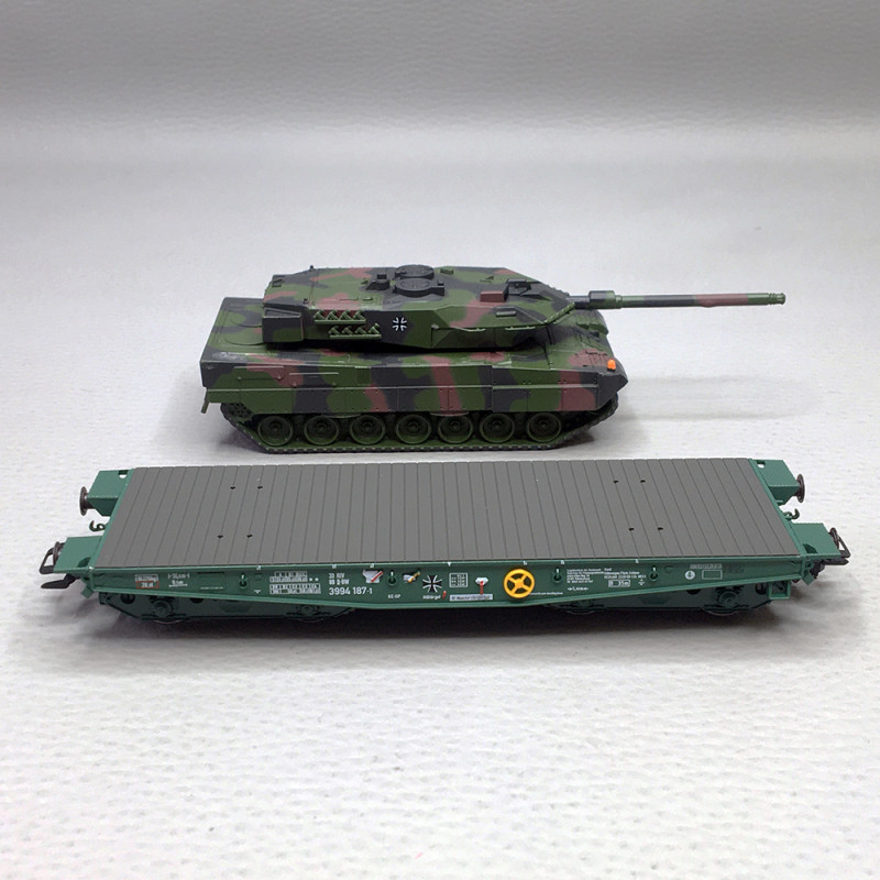 Wagon plat Rlmmps et char de combat Leopard 2A6, DB AG, Ep. VI - MARKLIN 48871 - HO 1/87