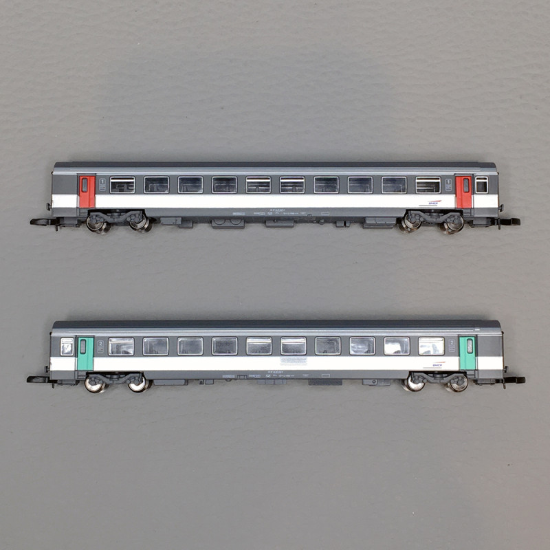 2 Voitures CORAIL VTU 1Cl + 2Cl, SNCF, livrée Nouvelle déco - AZAR MODELS V01CPP1 - Z 1/220