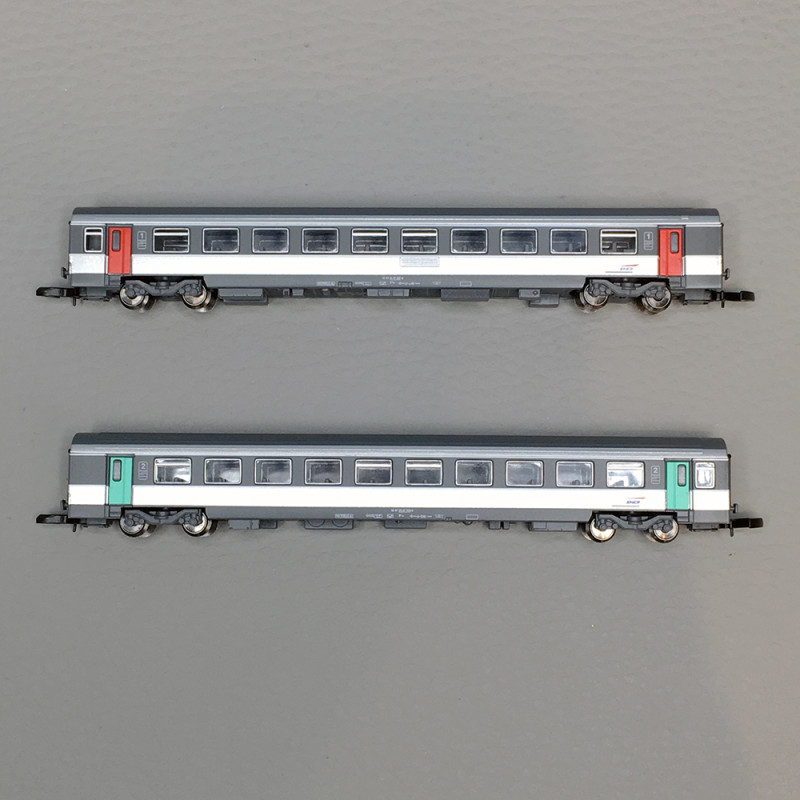 2 Voitures CORAIL VTU 1Cl + 2Cl, SNCF, livrée Nouvelle déco - AZAR MODELS V01CPP1 - Z 1/220