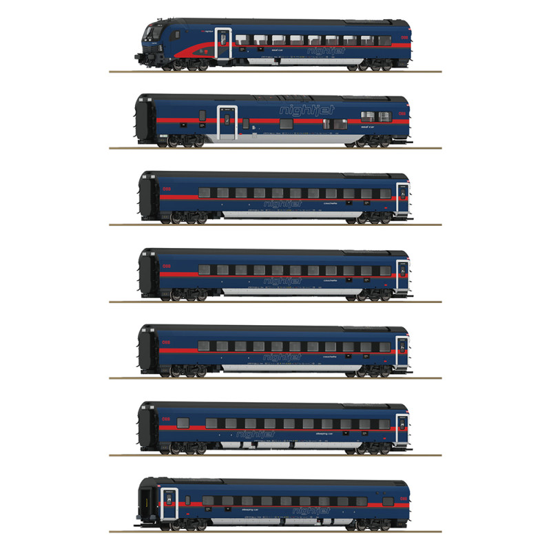 Coffret 7 voitures Nightjet, ÖBB, Digital Sonore, Ep VI - ROCO 5510004 - HO 1/87