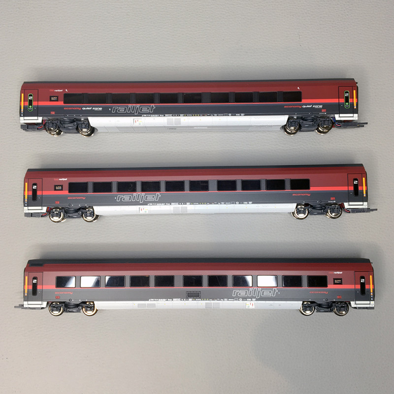 Coffret 3 voitures Railjet, ÖBB, Ep VI, 3 Rails - ROCO 74042 - HO 1/87