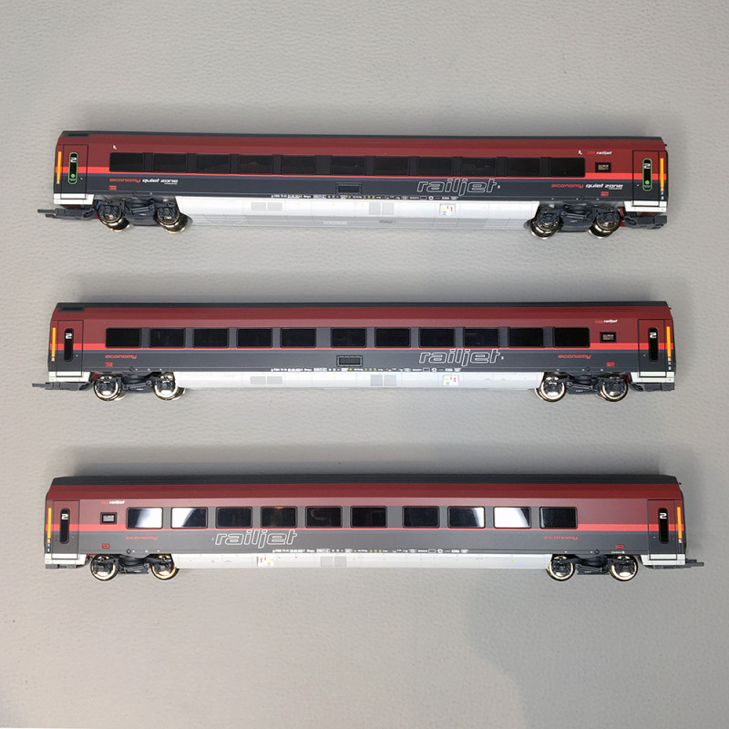 Coffret 3 voitures Railjet, ÖBB, Ep VI, 3 Rails - ROCO 74042 - HO 1/87