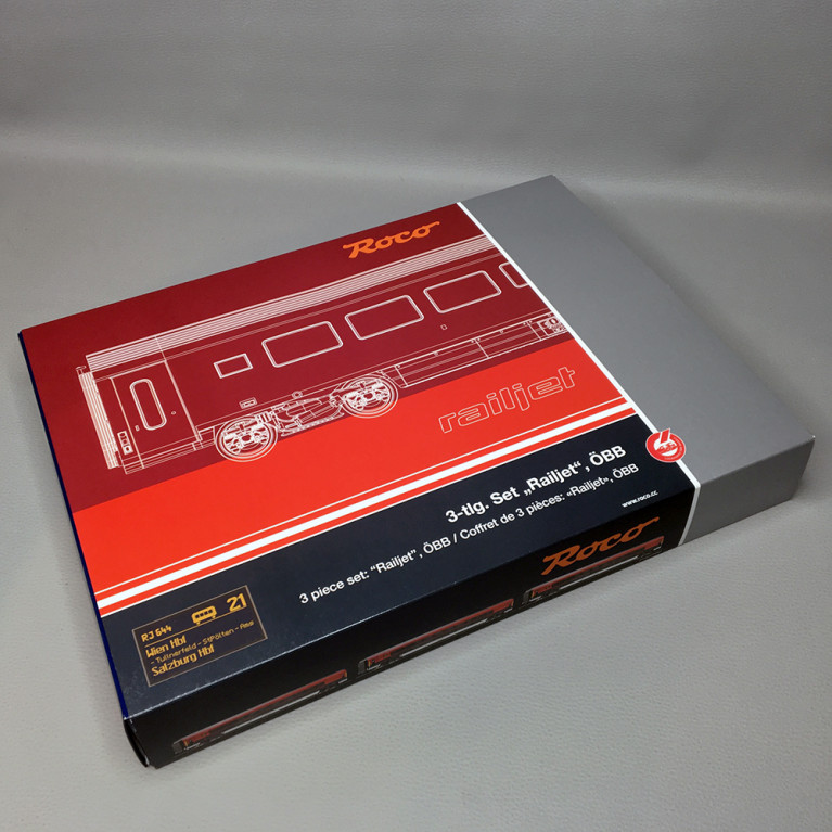 Coffret 3 voitures Railjet, ÖBB, Ep VI, 3 Rails - ROCO 74042 - HO 1/87