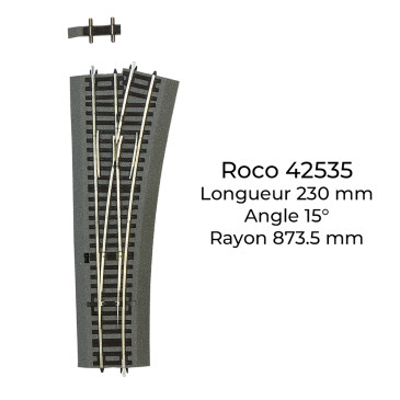Aiguillage droit Wr15 Ballast souple, commande manuelle - ROCO 42535 - HO 1/87