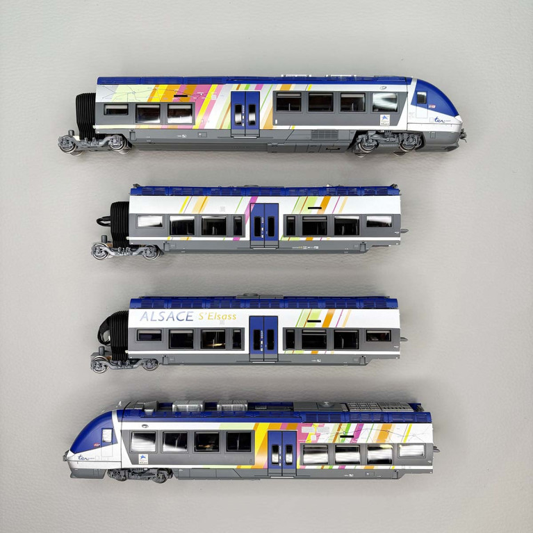 Automotrice AGC, Z27887 / 27888, 4 éléments, livrée Alsace, SNCF, Ep. VI - LSMODELS 10093 - HO 1/87