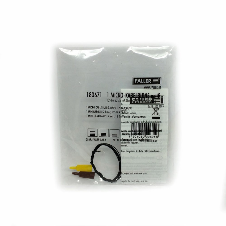Micro-ampoule précablée blanche 12-16 volts   - N 1/160 et HO-1/87-FALLER 180671
