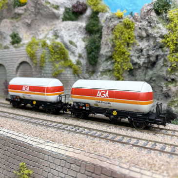 2 wagons citerne gaz, "AGA Progas", SNCF - JOUEF HJ6289