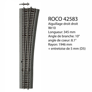 AIGUILLAGE A GAUCHE 10° ROCO LINE 42488
