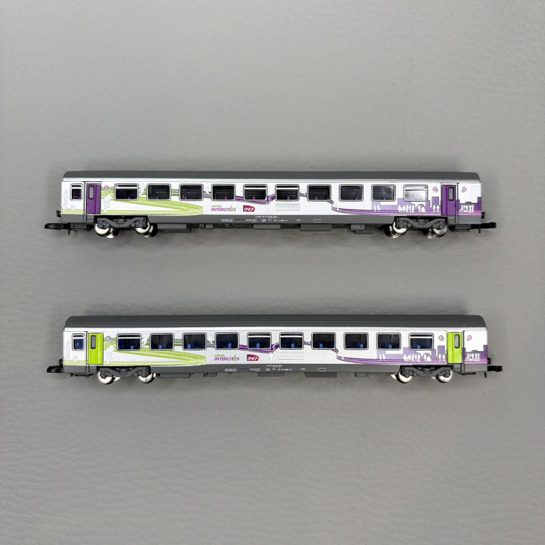2 voitures Corail Vtu Intercités, 1CL + 2CL, SNCF - AZAR MODELS V01-ICP1