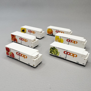6 conteneurs réfrigérés COOP, avec motif différent - MINITRIX 66583