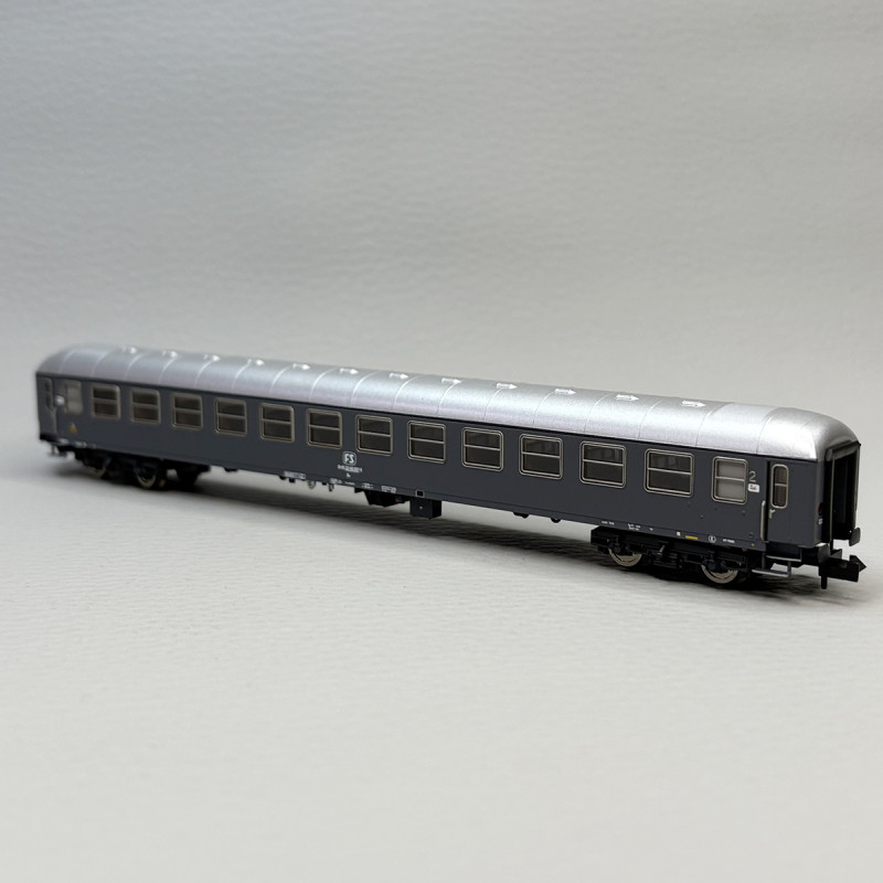 Voiture Voyageurs Roco UIC X 2ème Classe FS - Échelle HO - Livrée Bleu/blanc/vert - Neuve