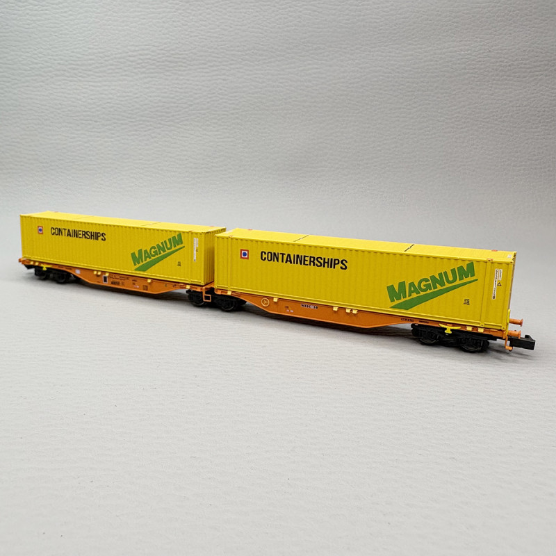 Wagon porte conteneurs Sggmrss 90, Wascosa - REE NW-233